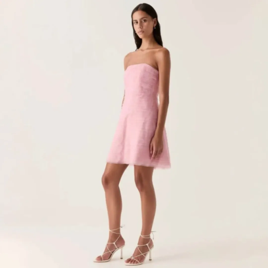 AJE Soundscape Mini Dress - Chalk Pink Size 8 for rent on The Volte - main image
