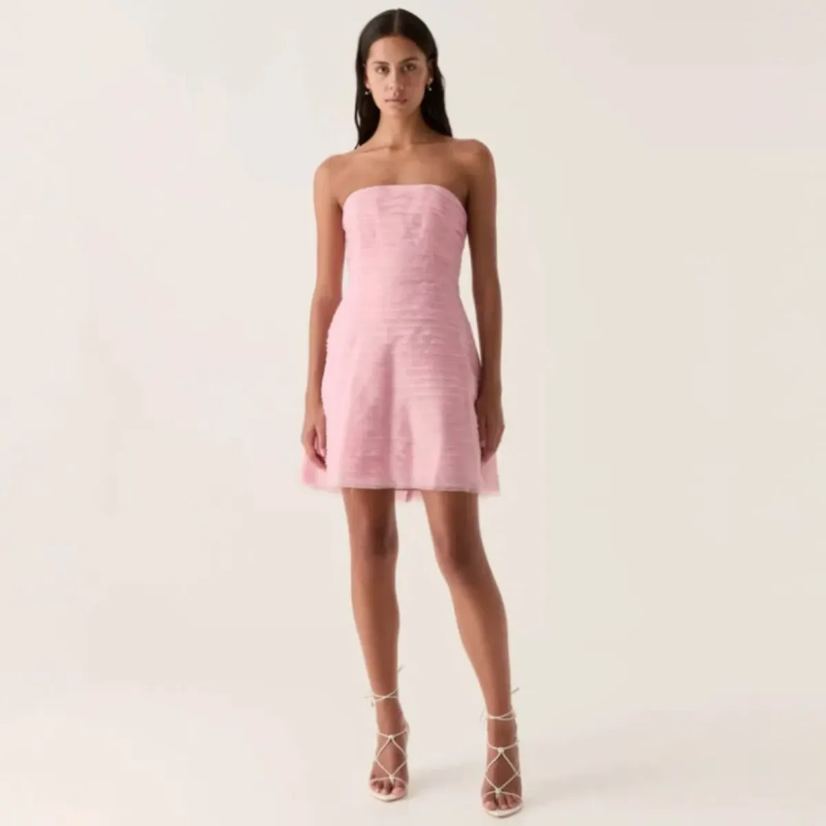 AJE Soundscape Mini Dress - Chalk Pink Size 8 for rent on The Volte - main image