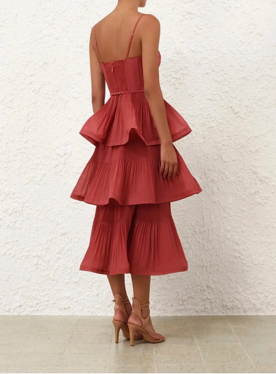Zimmerman PLEATED TIERED MIDI DRESS size 0/Au 8 for rent on The Volte - main image