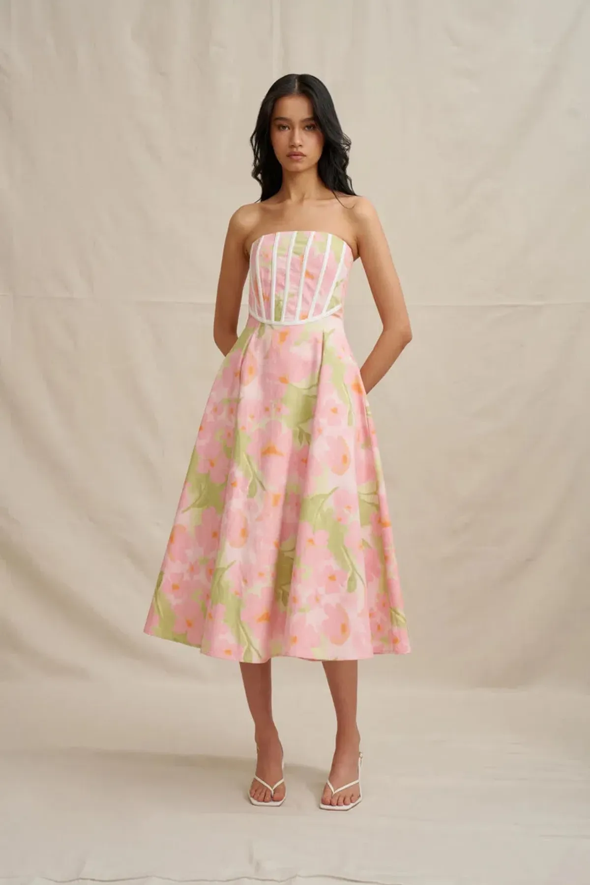 Azalia Floral Strapless Dress by By Johnny Size 8 for rent on The Volte - main image