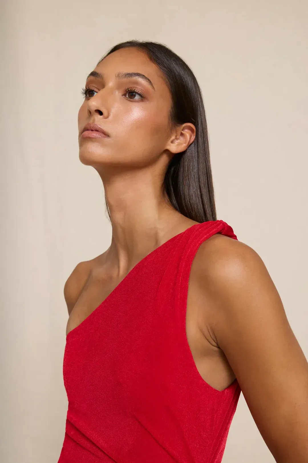 Carmine One Shoulder Dress by By Johnny Size 8 for rent on The Volte - main image