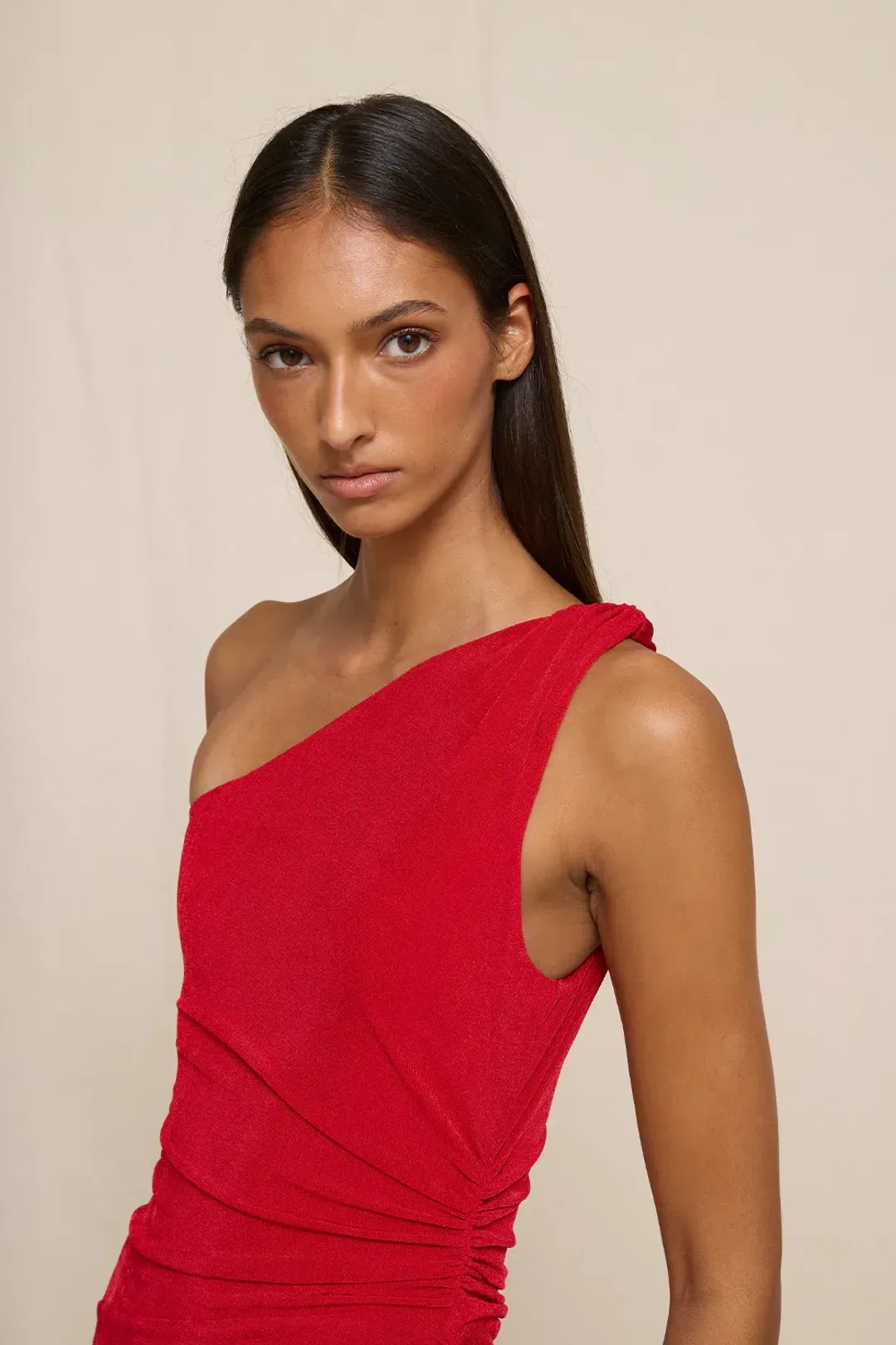 Carmine One Shoulder Dress by By Johnny Size 8 for rent on The Volte - main image
