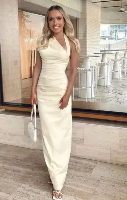 Sir The Label Giacomo Gathered Maxi Dress Gown In Butter | Size AU 12 for rent on The Volte - image 1