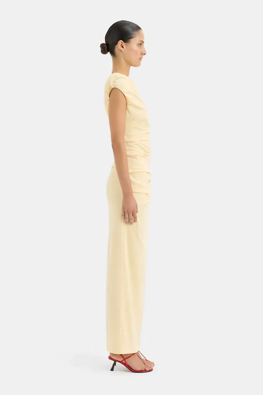 Sir The Label Giacomo Gathered Maxi Dress Gown In Butter | Size AU 12 for rent on The Volte - main image
