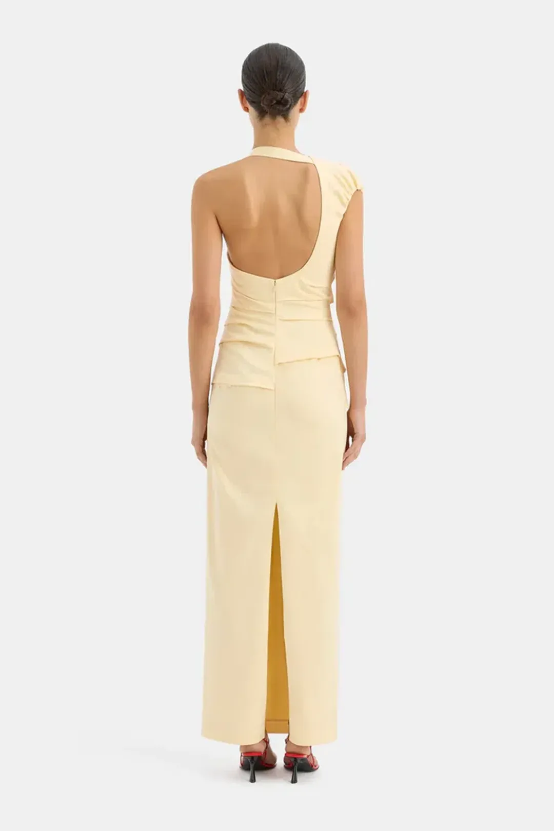 Sir The Label Giacomo Gathered Maxi Dress Gown In Butter | Size AU 12 for rent on The Volte - main image
