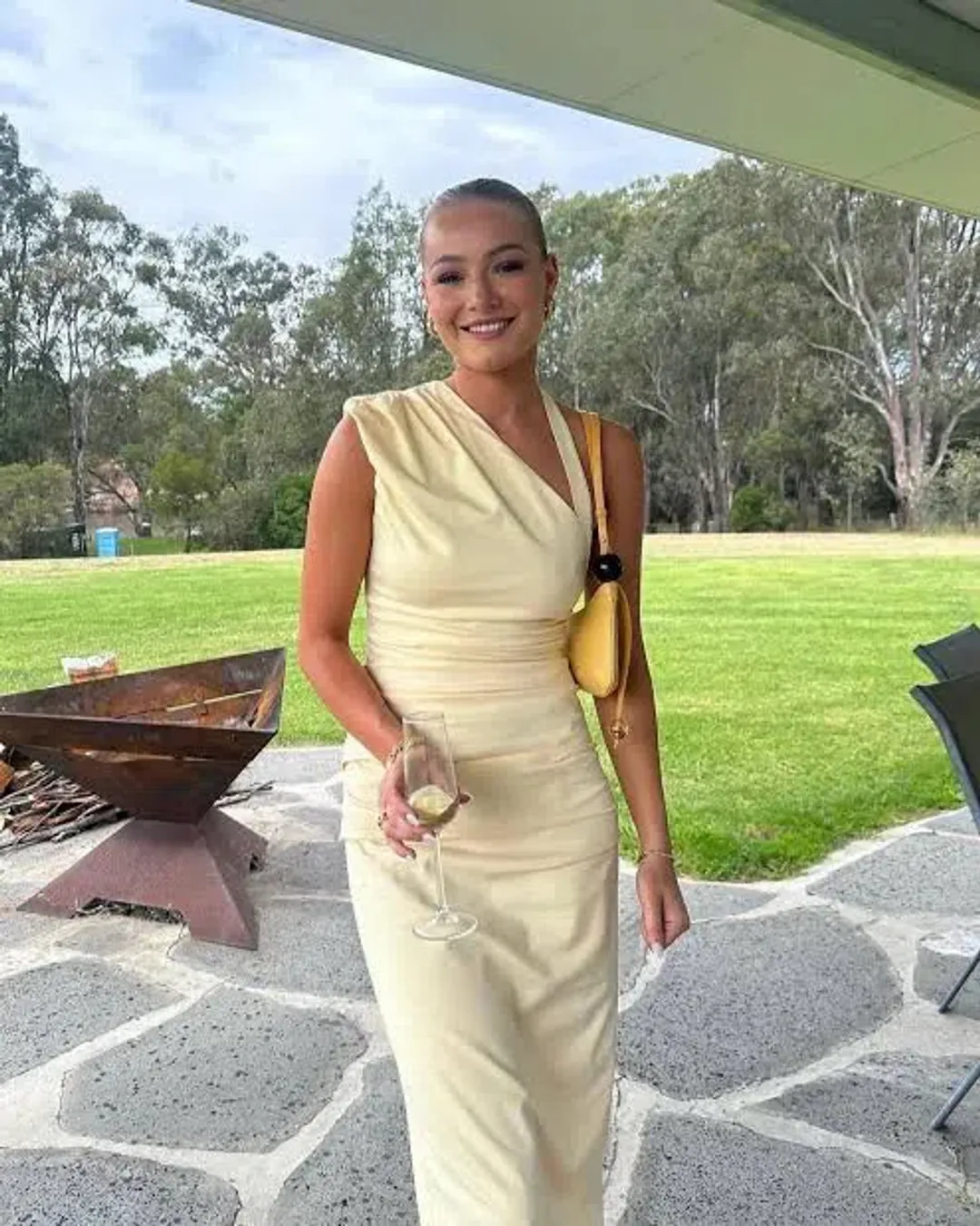 Sir The Label Giacomo Gathered Maxi Dress Gown In Butter | Size AU 12 for rent on The Volte - main image