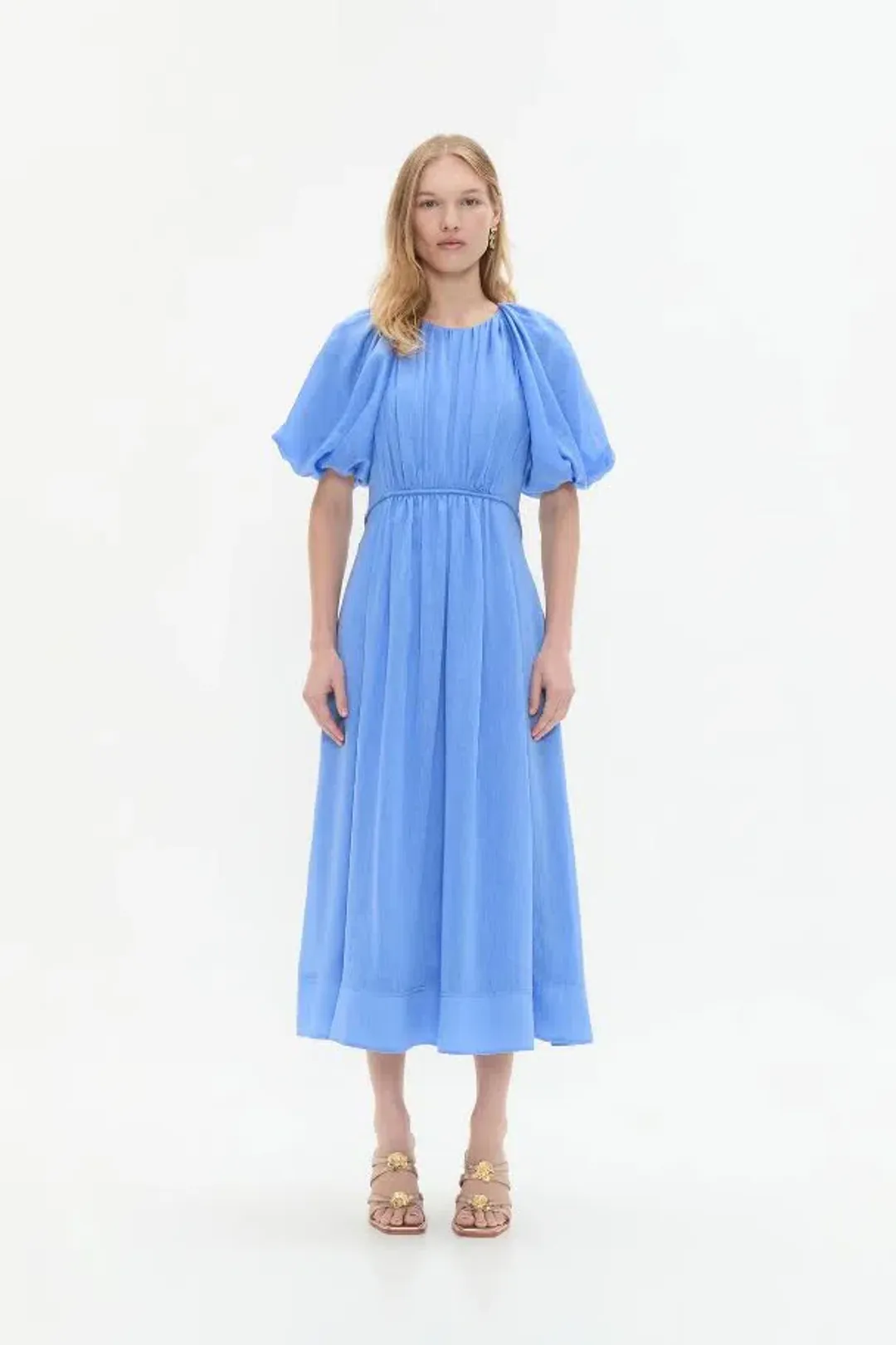 💙 AJE Alma Midi Dress – Mist Blue – Size 12 (AU) 💙 Satin-type Finish for rent on The Volte - main image