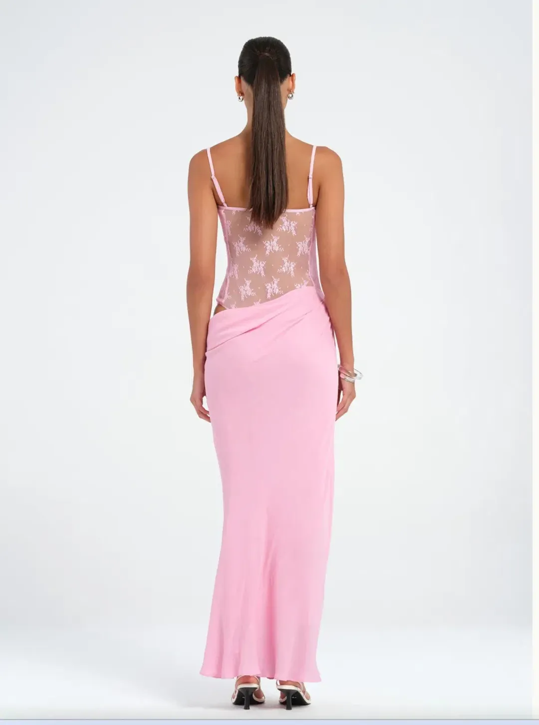 Benni Akio Maxi Dress Gown In Peony Pink | Size AU 14 for rent on The Volte - main image