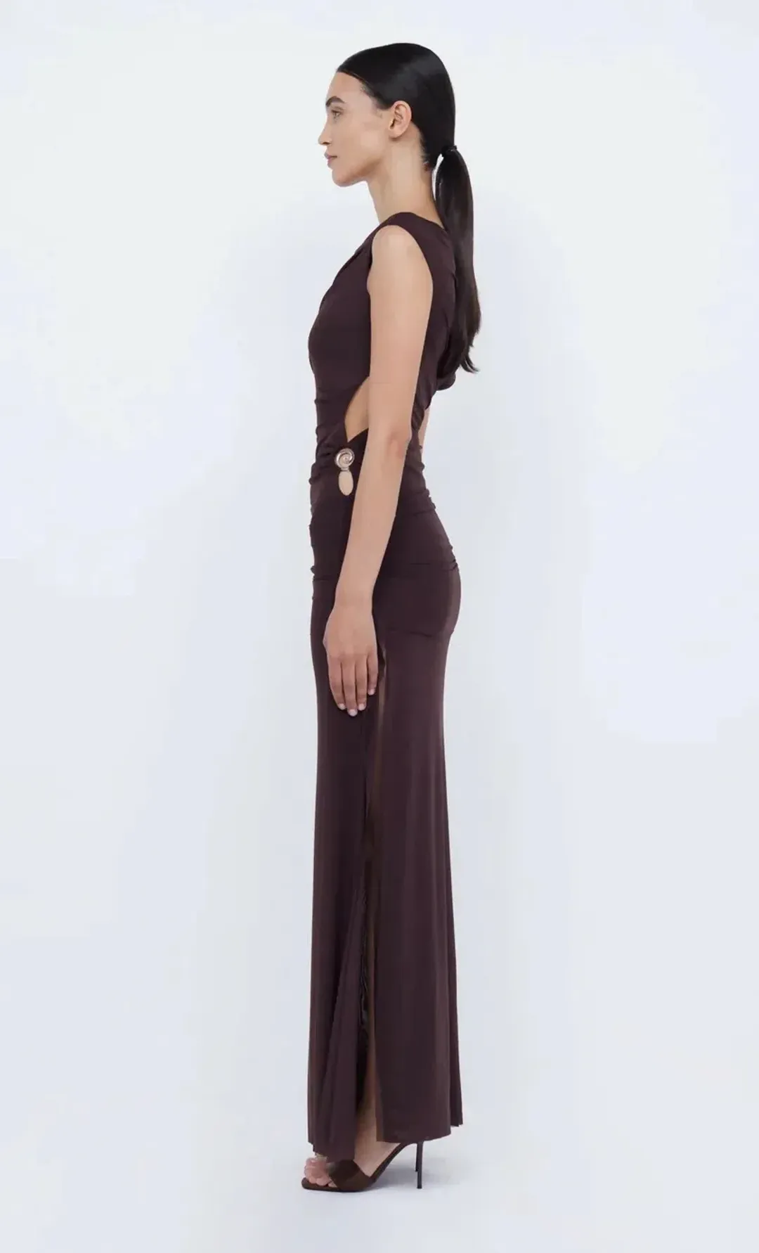 Bec & Bridge Kailani Asym Dress in Chocolate Brown Size 6 for rent on The Volte - main image