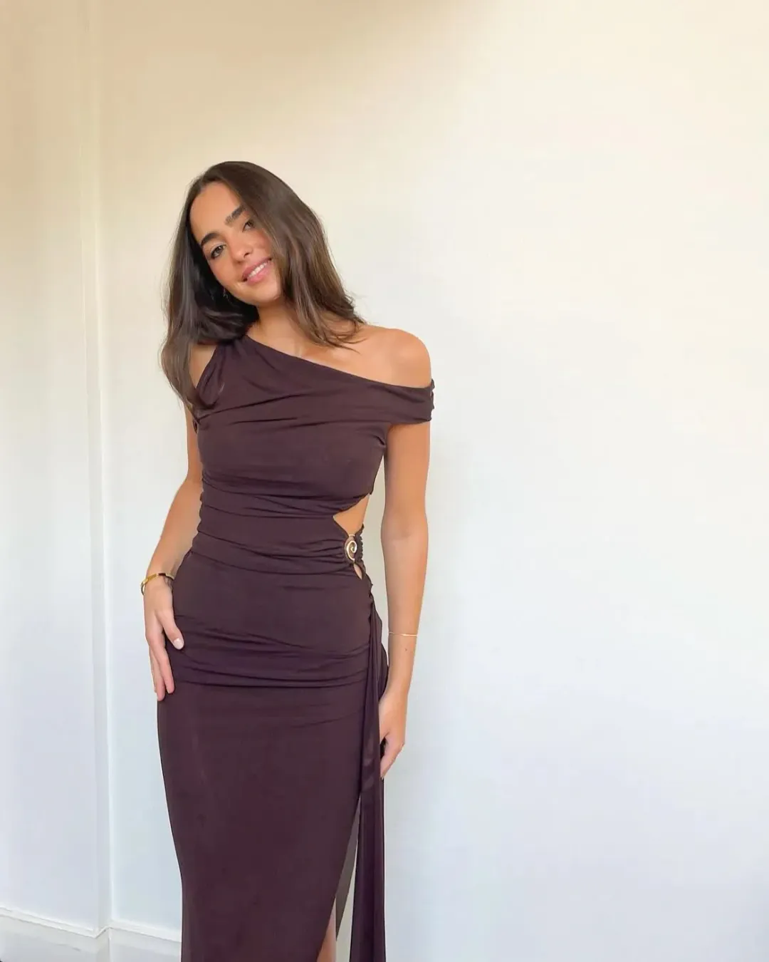 Bec & Bridge Kailani Asym Dress in Chocolate Brown Size 6 for rent on The Volte - main image