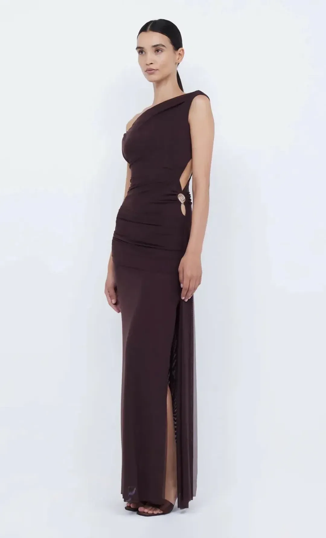 Bec & Bridge Kailani Asym Dress in Chocolate Brown Size 6 for rent on The Volte - main image