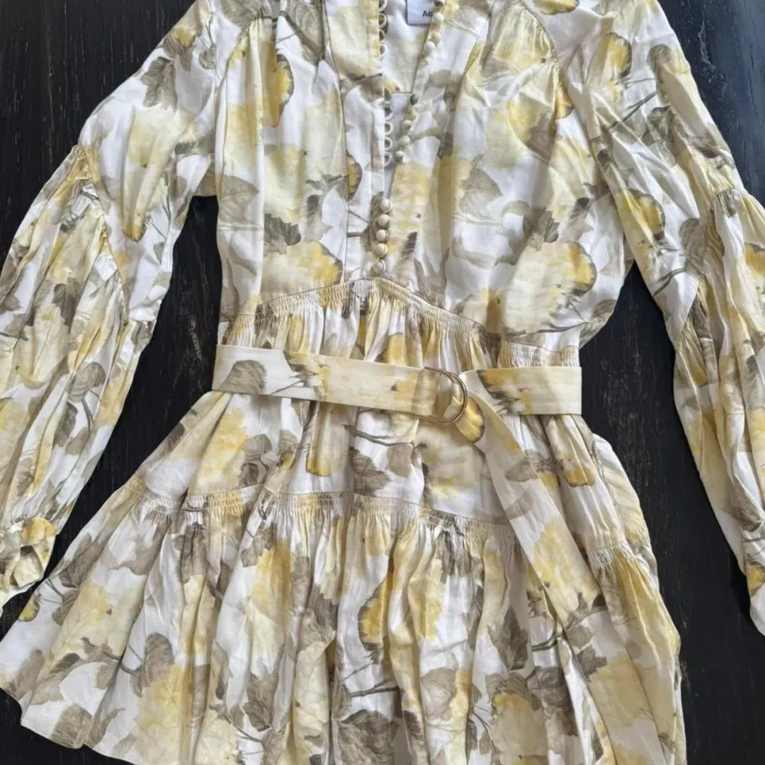 Acler walker dress floral yellow / lemon  mini dress size 6  for rent on The Volte - main image