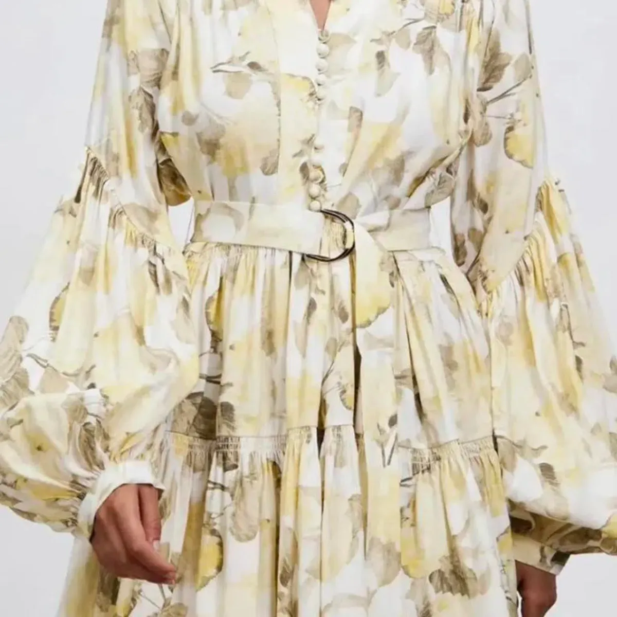 Acler walker dress floral yellow / lemon  mini dress size 6  for rent on The Volte - main image