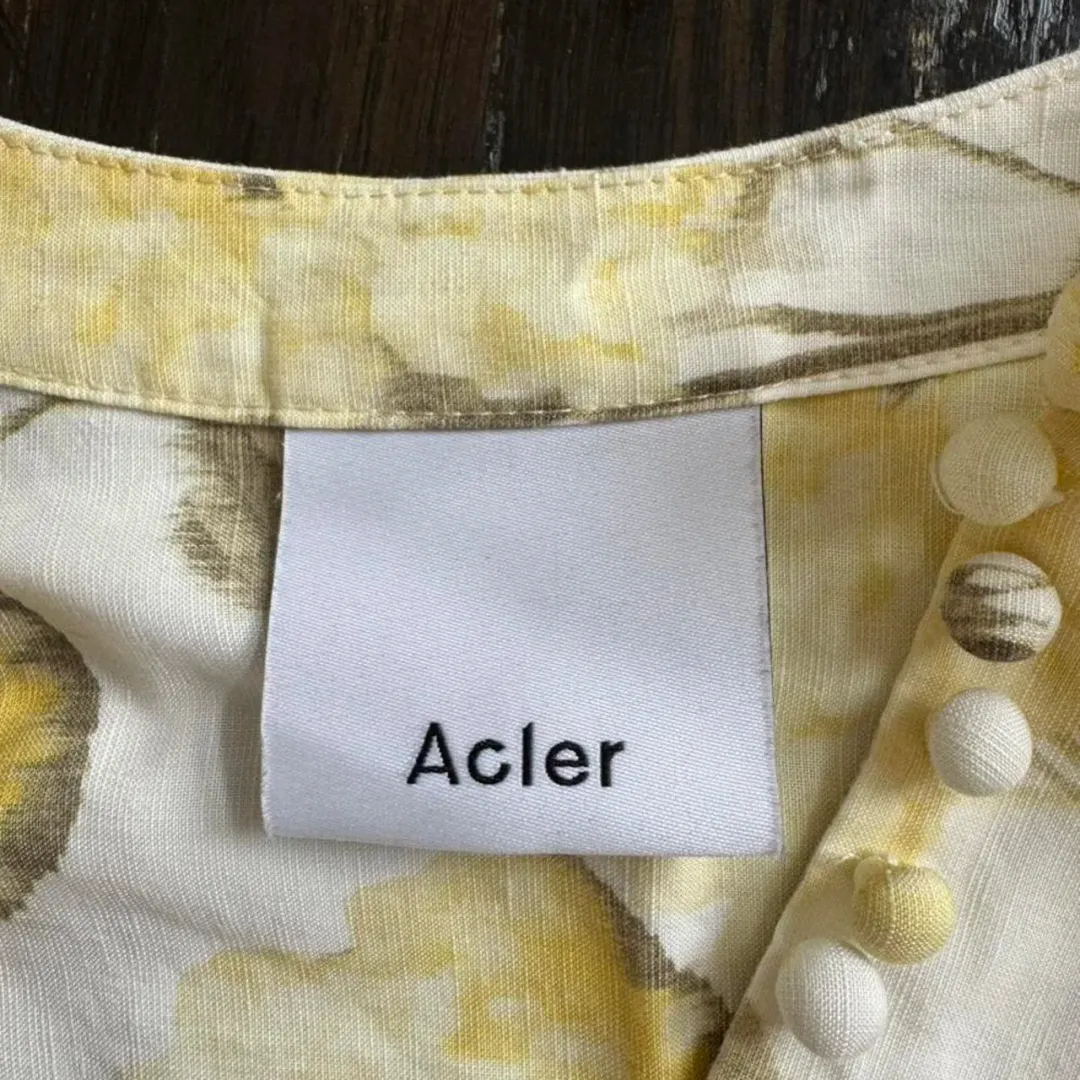 Acler walker dress floral yellow / lemon  mini dress size 6  for rent on The Volte - main image