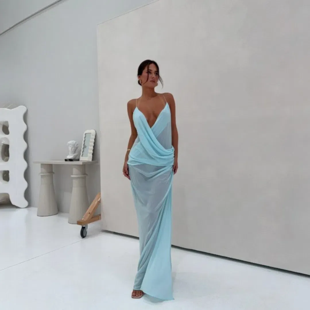 Natalie Rolt Magnolia Gown Baby Blue Size 8 for rent on The Volte - main image