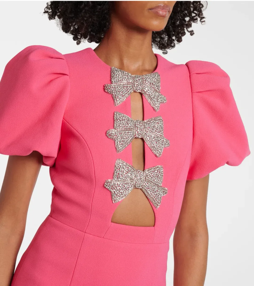 Rebecca Vallance Posey Puff Sleeve Midi Dress Pink size 12 for rent on The Volte - main image