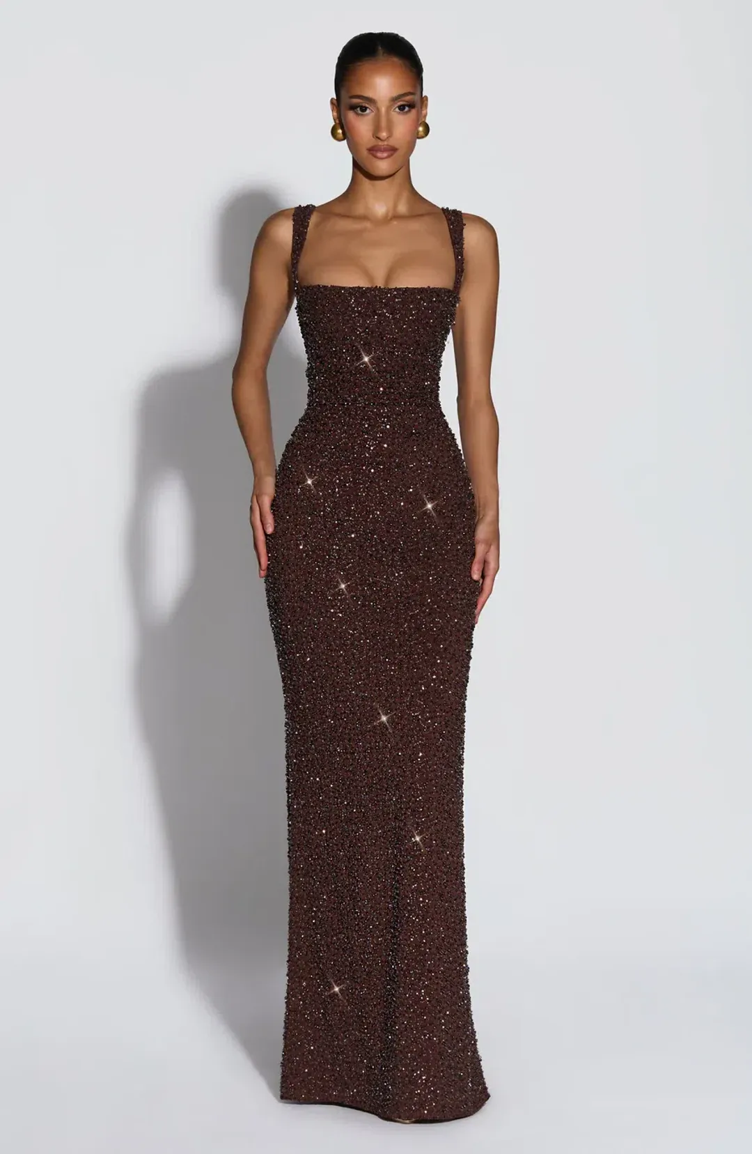 Babyboo Calanthe Maxi Dress - Plum Brown Sparkle Size M (XS-M/6-10) for rent on The Volte - main image