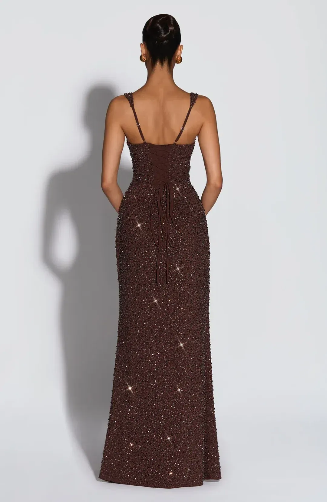 Babyboo Calanthe Maxi Dress - Plum Brown Sparkle Size M (XS-M/6-10) for rent on The Volte - main image