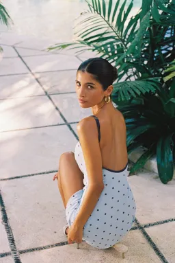 HNTR the label Char Mini Dress in Baby Blue Polka Size S / AU 8 for rent on The Volte - image 3