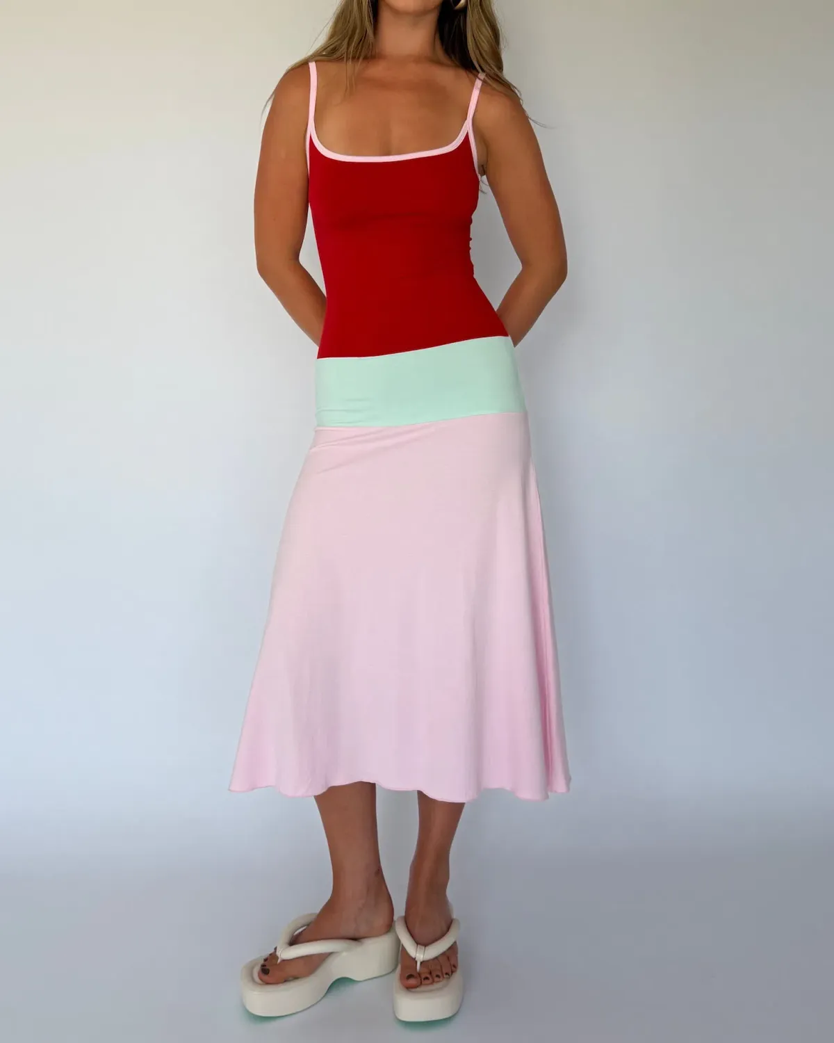 Blanch Lucy Midi Dress in Sorbet Size 8 for rent on The Volte - main image