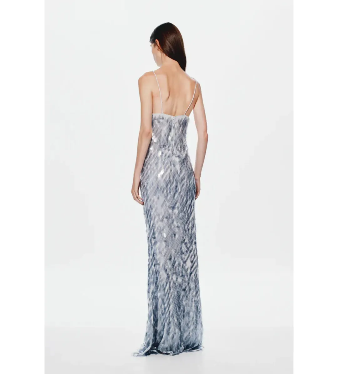 Misha Sapphire Sequin Maxi Dress in Dove Grey Size XS/AU6 for rent on The Volte - main image