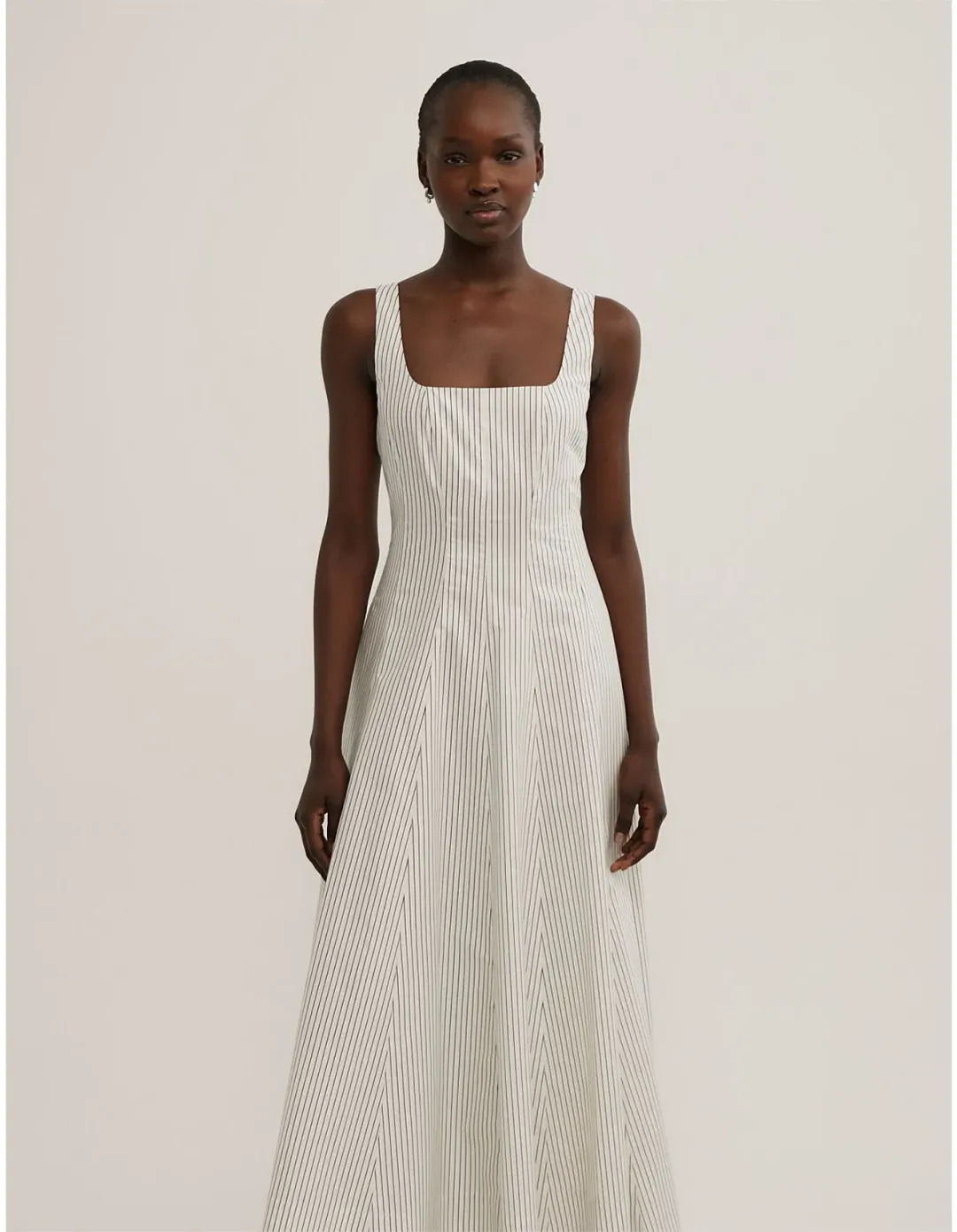 Witchery Seam Detail Midi Dress Cream Size 10 for rent on The Volte - main image