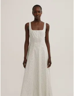 Witchery Seam Detail Midi Dress Cream Size 10 for rent on The Volte - image 2