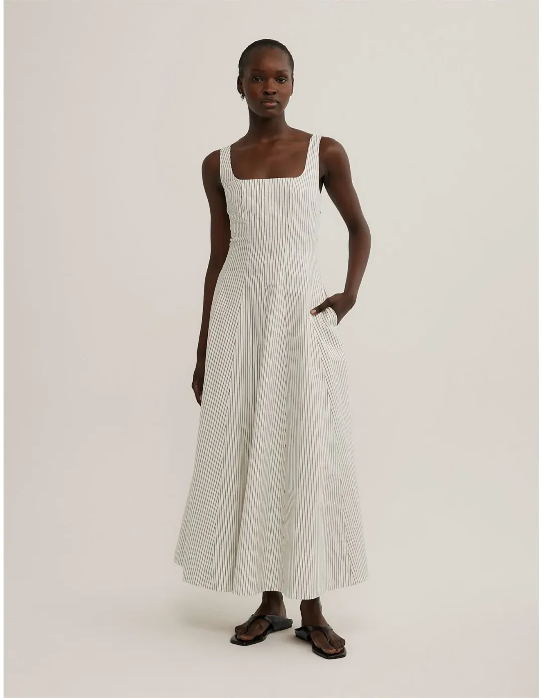 Witchery Seam Detail Midi Dress Cream Size 10 for rent on The Volte - main image