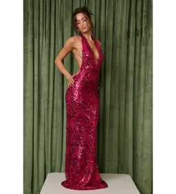 Fait Par Foutch Liana Dress in Magenta Sequin Size XXS/AU4 for rent on The Volte - image 2