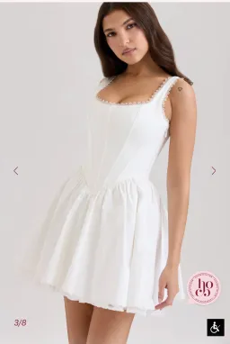 House of CB LETITIA WHITE STRETCH COTTON MINI DRESS Size L for rent on The Volte - image 3