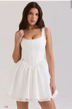 House of CB LETITIA WHITE STRETCH COTTON MINI DRESS Size L for rent on The Volte - image 1