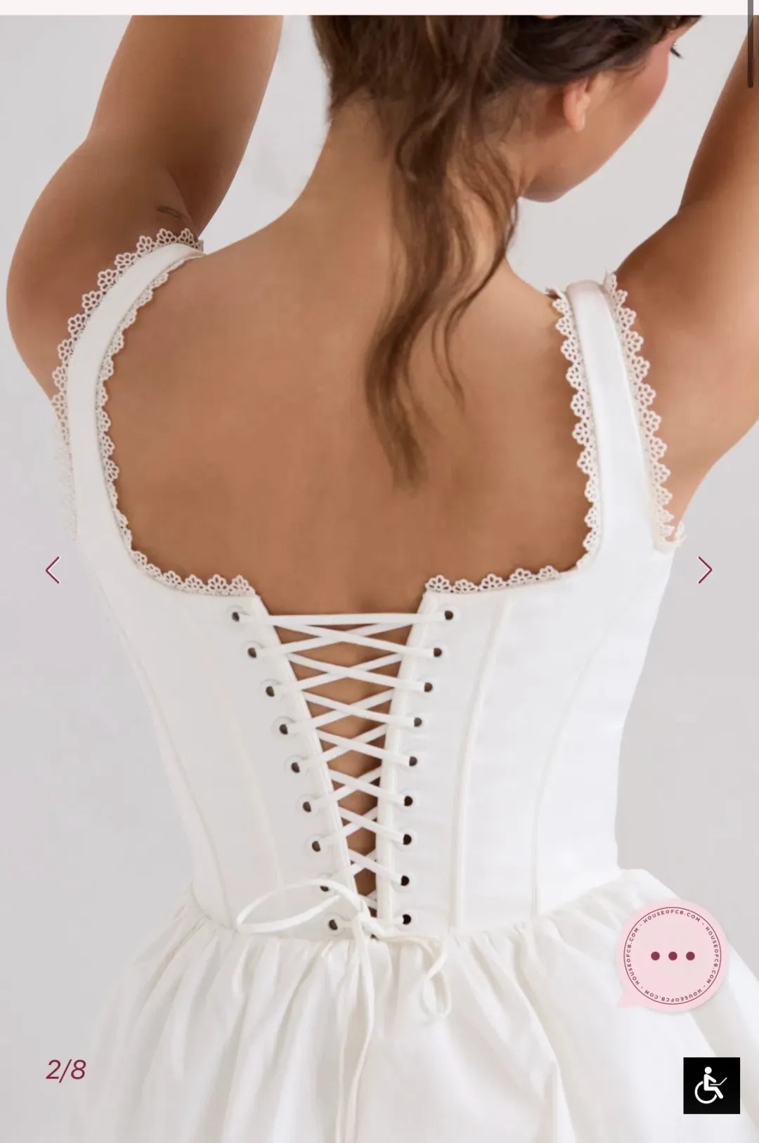 House of CB LETITIA WHITE STRETCH COTTON MINI DRESS Size L for rent on The Volte - main image