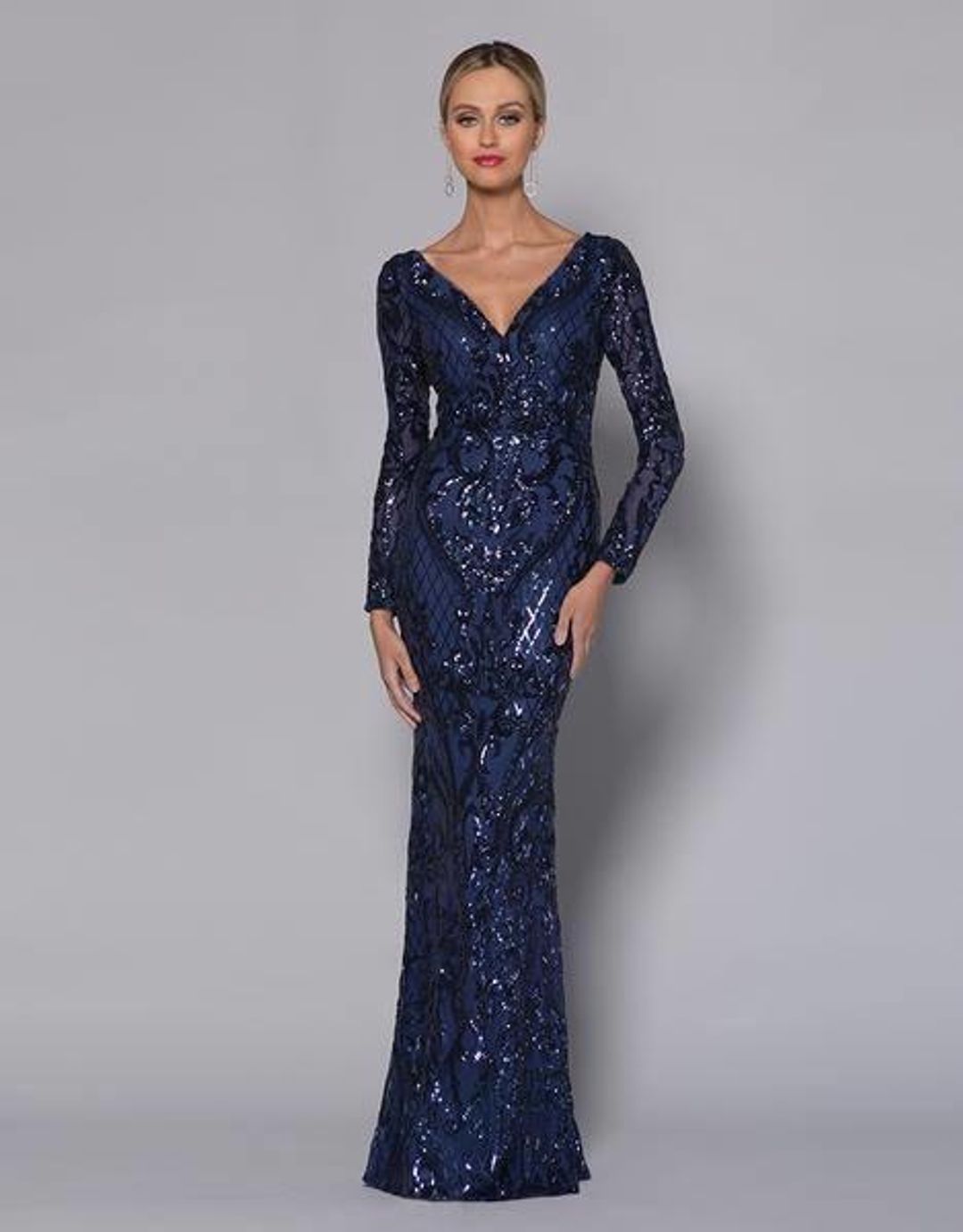 Navy Long Sleeve Sequin Bariano  for rent on The Volte - main image