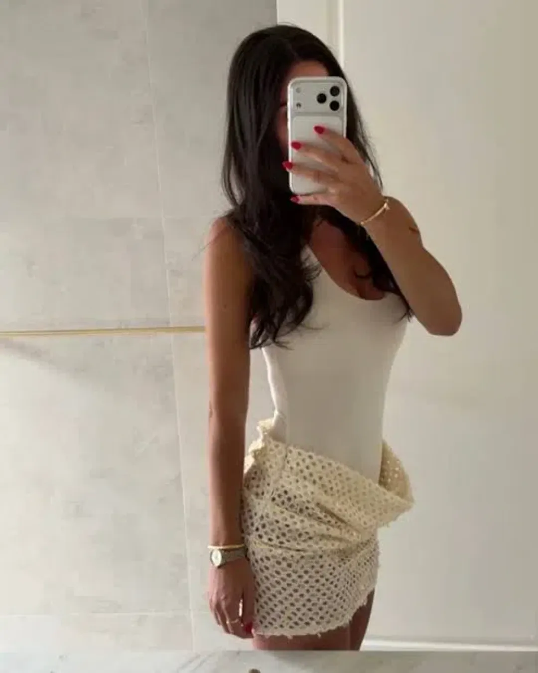 BENNI Ariel Mini Dress In Shell | AU 8 for rent on The Volte - main image