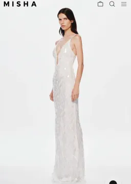 Sapphire sequin maxi dress in ivory  for rent on The Volte - image 3