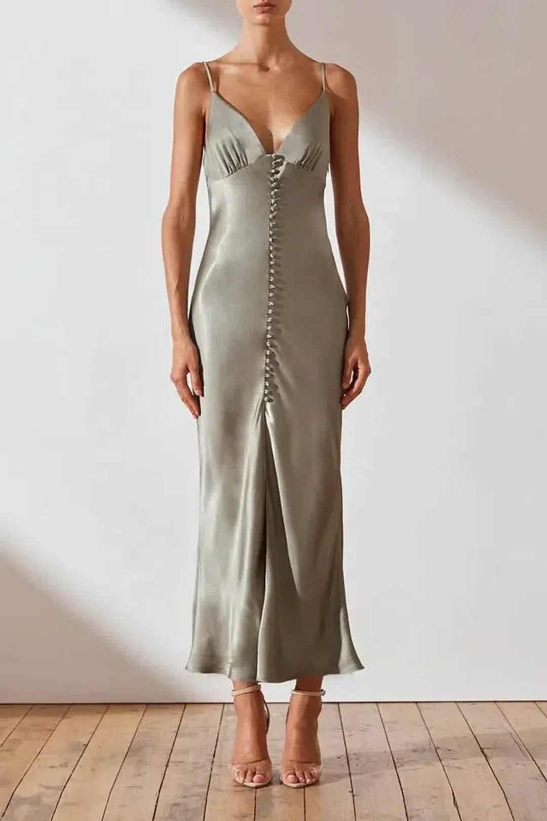 Shona Joy - La Lune Bias Slip Dress | in Sage, Size 6 for rent on The Volte - main image