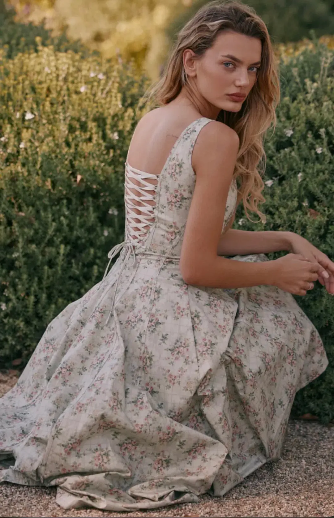 House of CB MARIABELLA Sage Floral Print Cotton Midi Dress in size XS  for rent on The Volte - main image