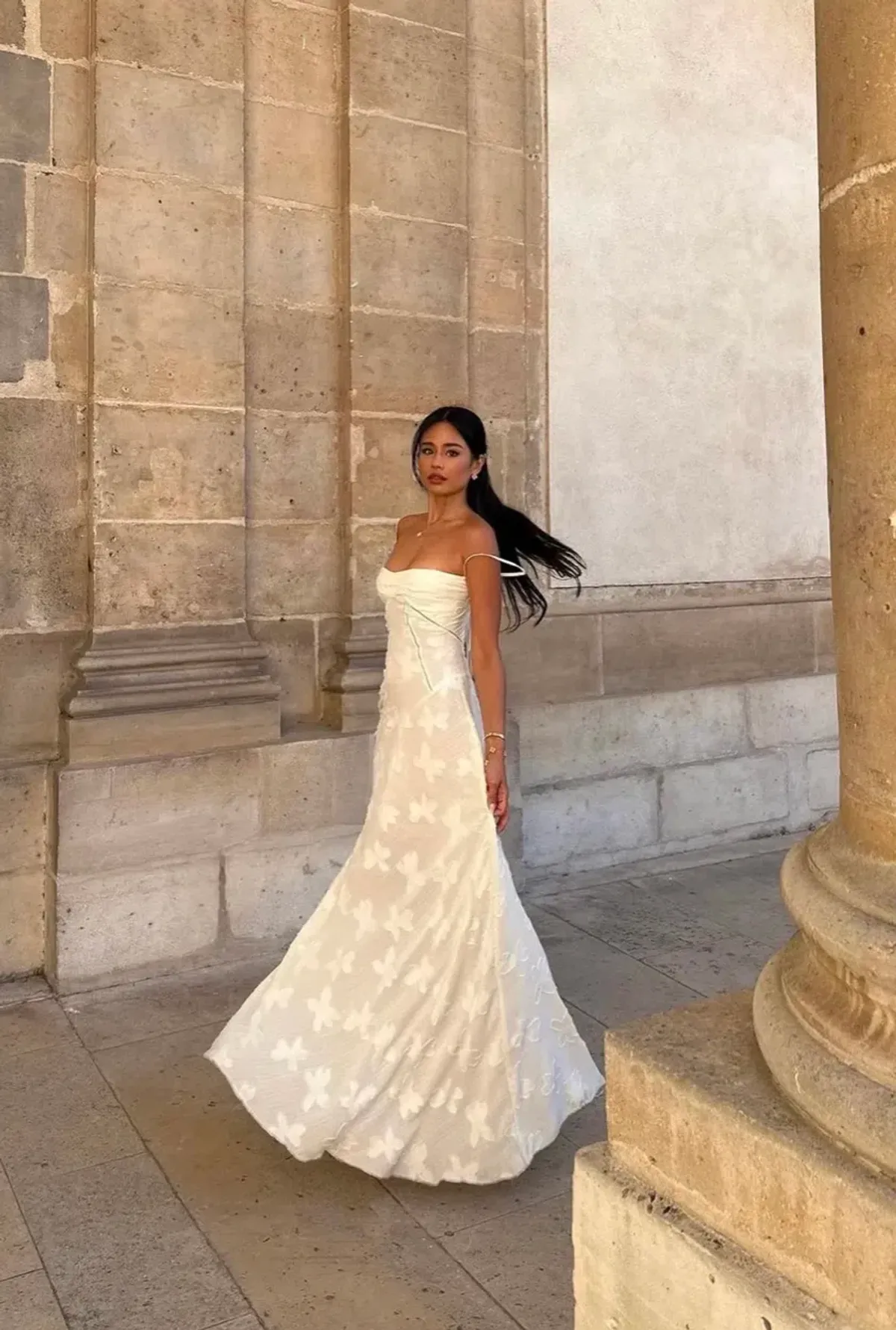 House of CB Seren Dress in vintage white size XS  for rent on The Volte - main image