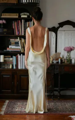 Mirror Palais Plunging Back Cowl Dress in butter XS for rent on The Volte - image 8