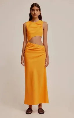 VENROY LINEN CUT OUT DRESS SAFFRON SIZE S / AU 8 for rent on The Volte - image 1