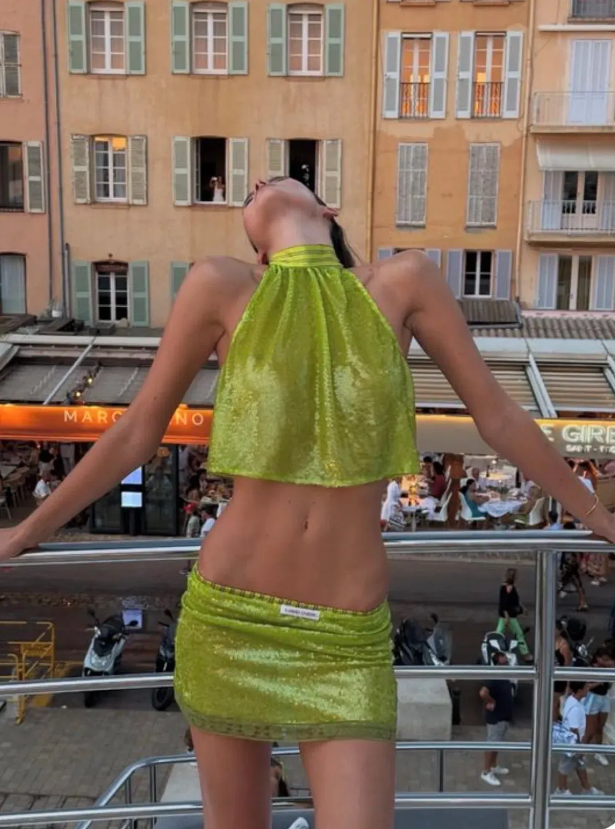 HAND OVER Cristobal Skirt in Green (with white lace) XS for rent on The Volte - main image