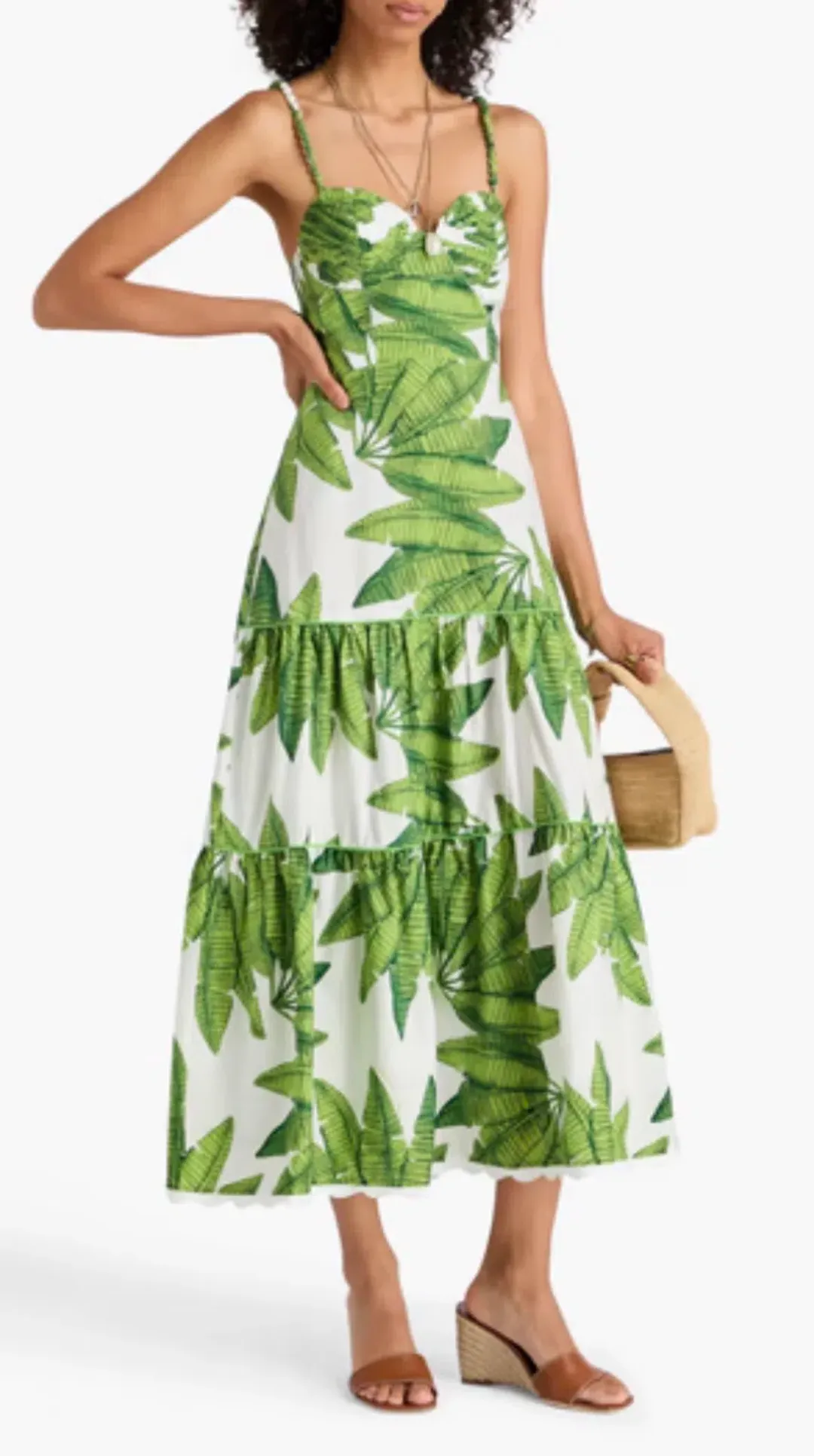Farm Rio Palm Fan Off-White Midi Dress XS for rent on The Volte - main image
