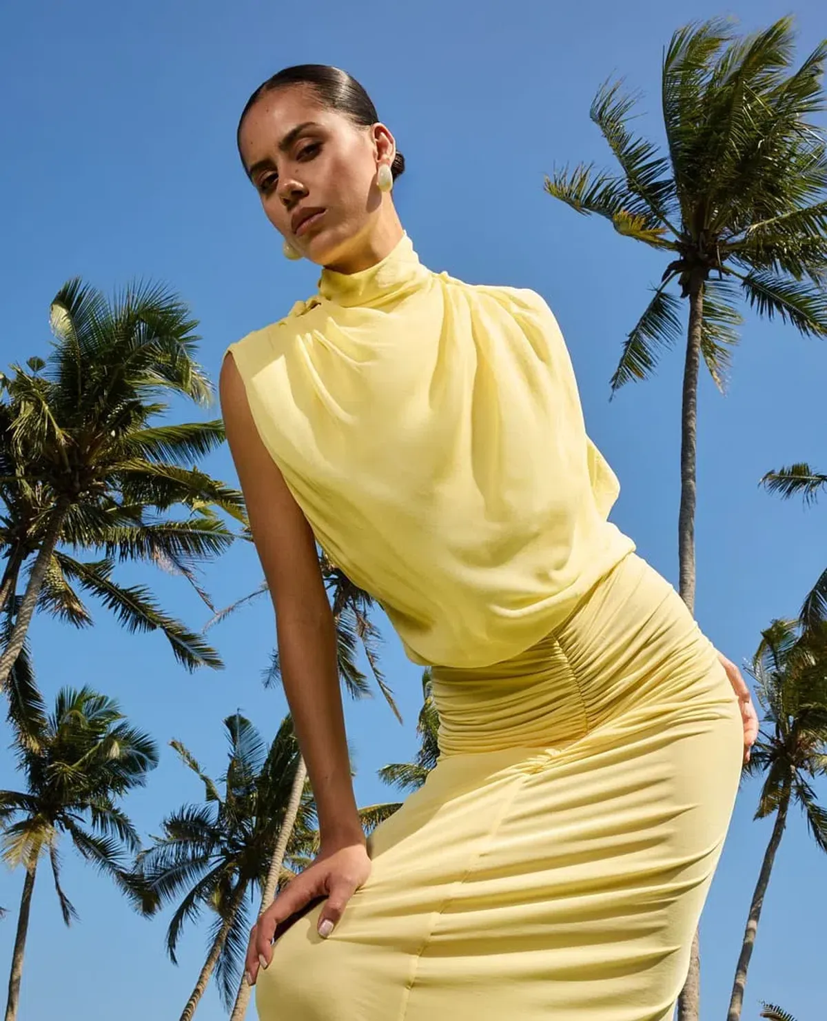 BENNI Willow Maxi Dress Gown In Butter | Size AU 10 for rent on The Volte - main image