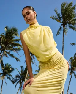 BENNI Willow Maxi Dress Gown In Butter | Size AU 10 for rent on The Volte - image 1