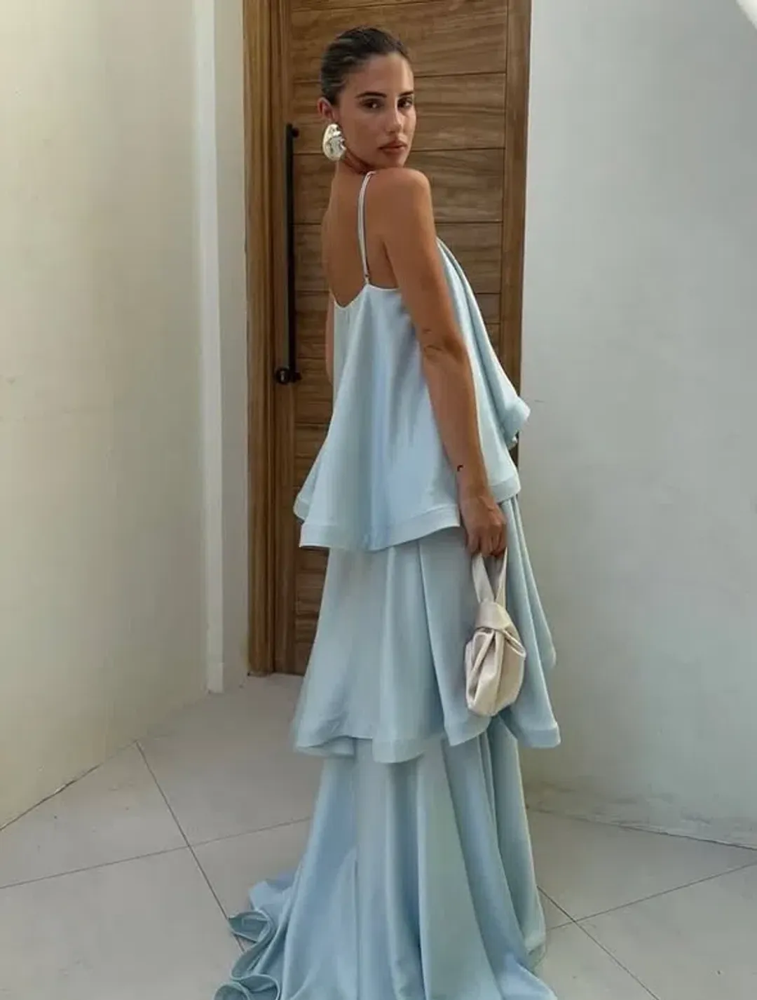 Elliatt Tilly Tiered Maxi Dress in Blue 6 for rent on The Volte - main image