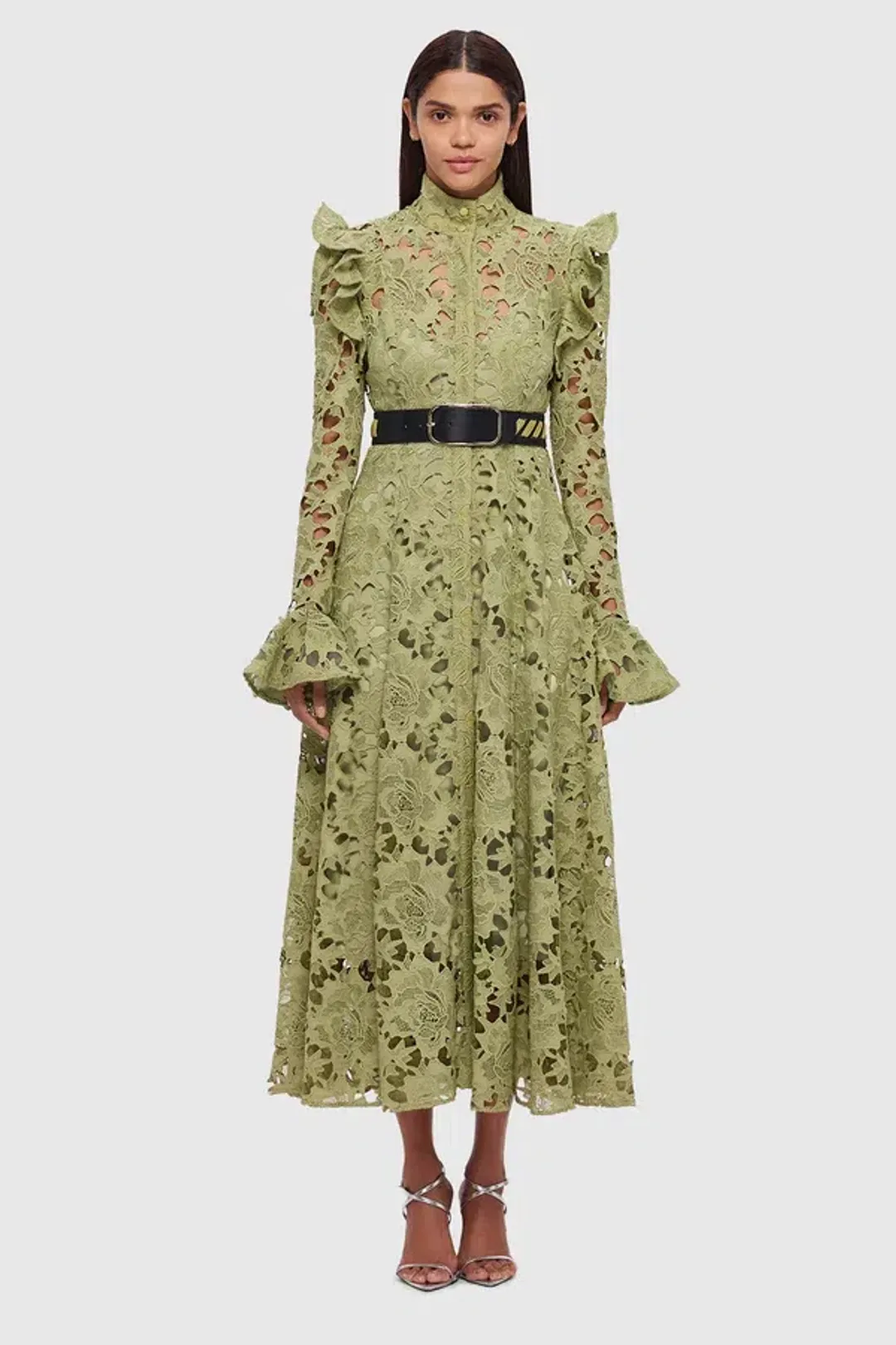 Leo Lin Aliya Lace Midi Dress for rent on The Volte - main image