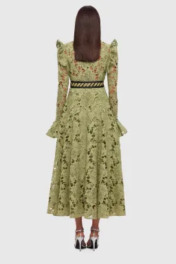 Leo Lin Aliya Lace Midi Dress for rent on The Volte - image 4