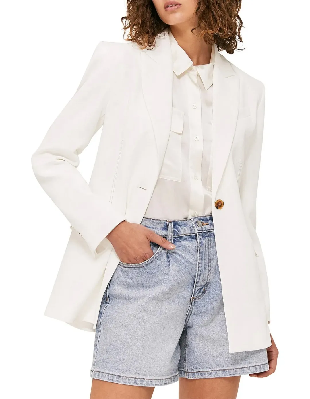 Saba Dharma Stitch Detail Blazer Beige Size 14 for rent on The Volte - main image