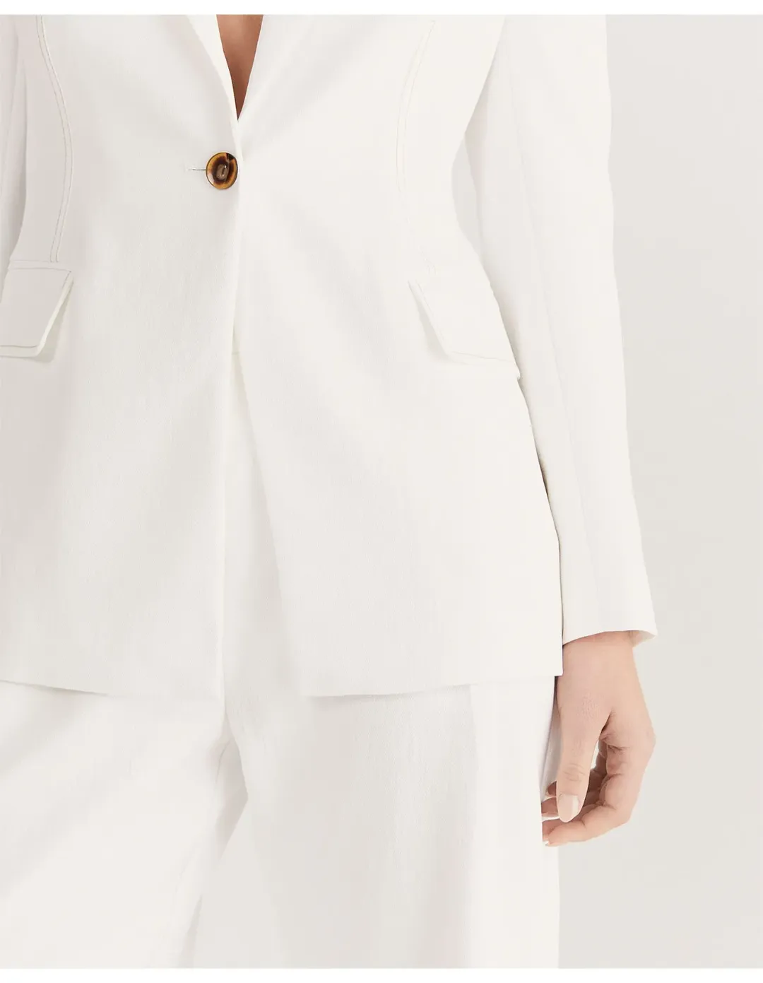 Saba Dharma Stitch Detail Blazer Beige Size 14 for rent on The Volte - main image