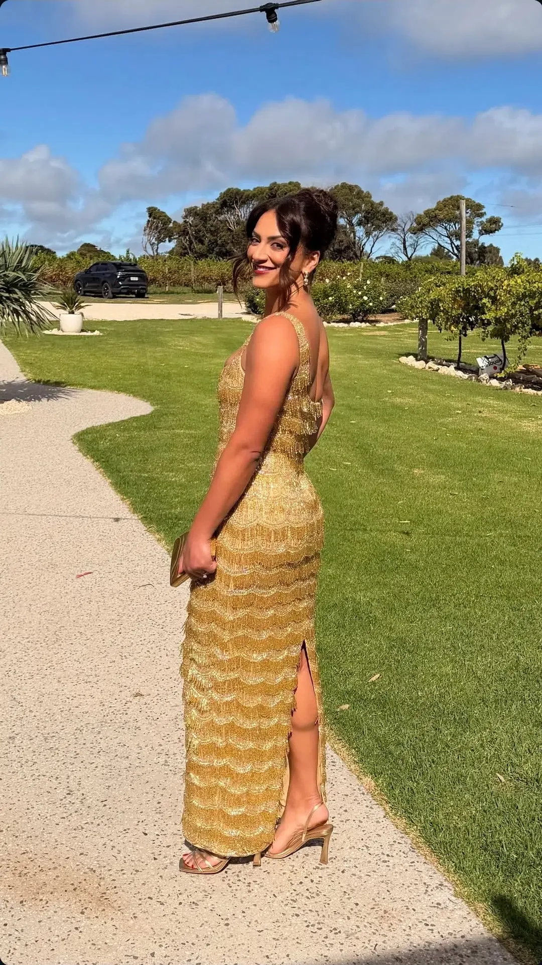 Rachel Gilbert Sadie Gown Gold 4/AU14 for rent on The Volte - main image